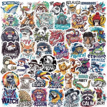 Animal Inspirational Word Stickers - Graffiti Decals for Stationery Guitar