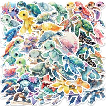 Cute Cartoon Sea Turtle Animal Stickers, Waterproof Graffiti for Laptop, Water Bottle, Guitar, Luggage, Vinyl Decals