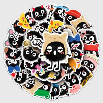 Cartoon Coal Ball Waterproof Vinyl Stickers for Skateboard and Snowboard