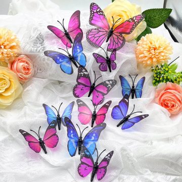 3D Butterfly Wall Stickers Self-Adhesive Room Decor in Blue and Purple