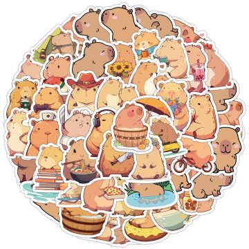 Cute Capybara Cartoon Stickers for Helmet, Wall, DIY Decoration