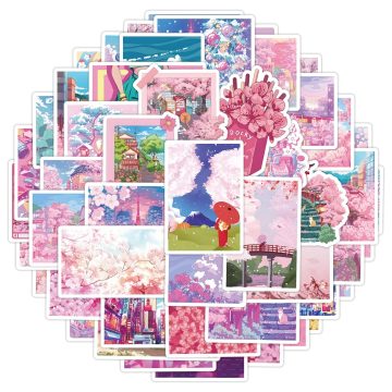 Japanese Sakura Cherry Blossom Stickers for Luggage Fridge