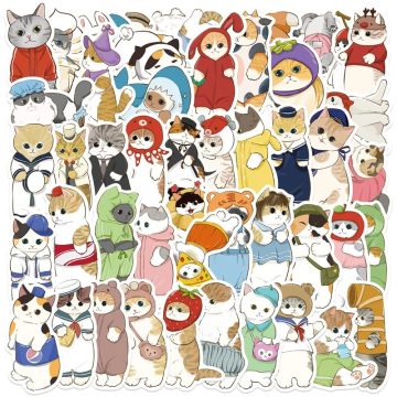 Kawaii Big Eye Cat PVC Stickers - Aesthetic DIY Scrapbooking Supplies for Kids