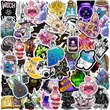Gothic Magic Apothecary Stickers - Witch Crystal Decals for Skateboard Motorcycle Laptop
