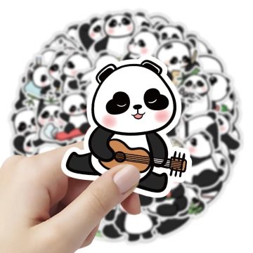 Kawaii Panda Cartoon Stickers - Waterproof Animal Decals for Phone, Helmet