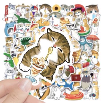 Kawaii Cat Cartoon Stickers - Animal Waterproof Decals for Bike Scrapbook
