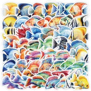Cartoon Marine Fish Stickers for Helmet, Wall, DIY Decoration