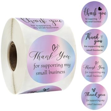 Holographic Silver Thank You Stickers for Small Business Packaging