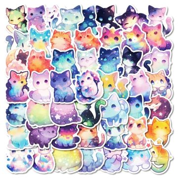 Cute Dream Star Cat PVC Sticker Pack - Aesthetic Stationery DIY Decoration Scrapbooking
