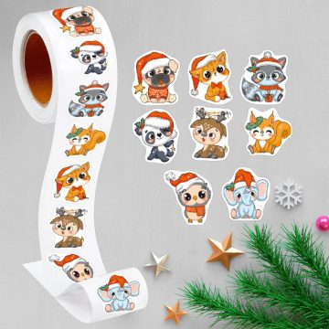 Christmas Animal Stickers 8 Designs of DIY Holiday Party Labels for Gifts and Crafts