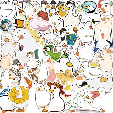 Cute Duck Animal Cartoon Stickers - Waterproof Graffiti Decals for Phone Fridge Luggage