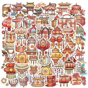 Traditional Chinese Style Stickers Cultural Artifacts Decorative Decals for Notebook, Suitcase