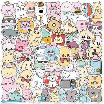 Cute Cartoon Animal Stickers Kids Water Bottle Decals for Luggage, Laptop, Guitar, Phone, Stationery, Waterproof Graffiti