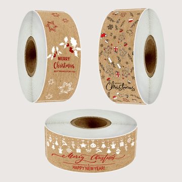 Kraft Paper Christmas Stickers Holiday Gift Wrapping and Baking Labels