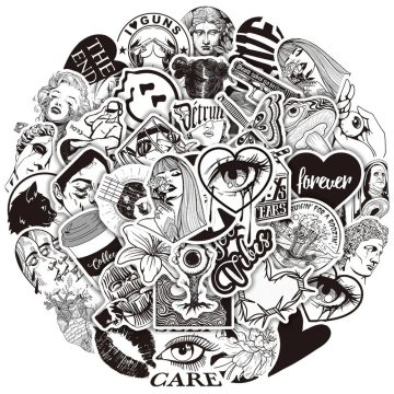 Black and White Graffiti Art Stickers for Laptop Phone Guitar Car