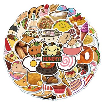 Cartoon Gourmet Food Graffiti Stickers for Children, Toys, Luggage, Laptop, iPad, Skateboard, Notebook