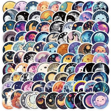 Moon Witch Magic Stickers - Cartoon Art Decals for Bike Skateboard