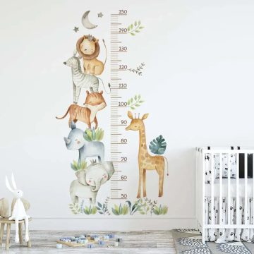 Cartoon Animal Height Chart Wall Stickers - Removable Kids Room Decor