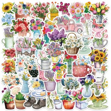 Colorful Waterproof Flower Stickers for Motorcycle, Car, Laptop, Bicycle, Guitar, and Skateboard