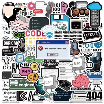 Cool Engineer Programming Network Coding Hacker MEME Stickers for Computer, Laptop, Motorcycle, Helmet, and Car