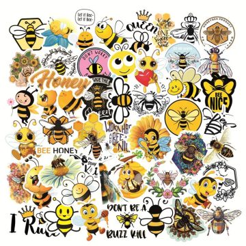 Bee Cartoon Stickers with Storage Box for Wall and DIY Decor