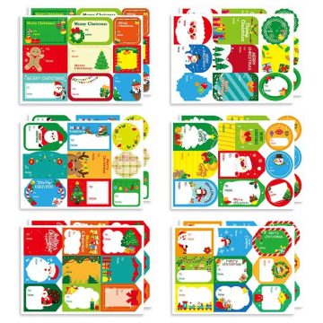 Santa Claus Gift Seal Stickers Christmas Tree and Elk Label Set