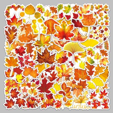 Autumn Leaves Stickers Yellow Graffiti Decals for Helmet and DIY Decor