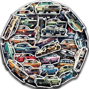 Car Cartoon Stickers with Fun Designs for Laptop, Scrapbook, Journals