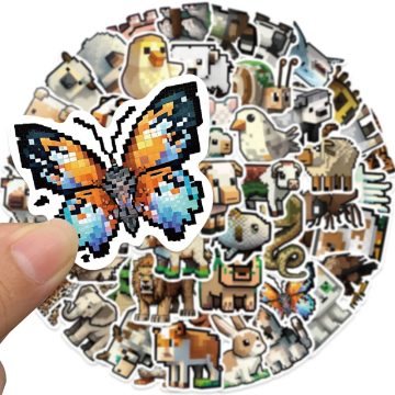 Cute Pixel Animals Cartoon Stickers - Inspired Style Decals for Laptop Skateboard Notebook Fridge Bike