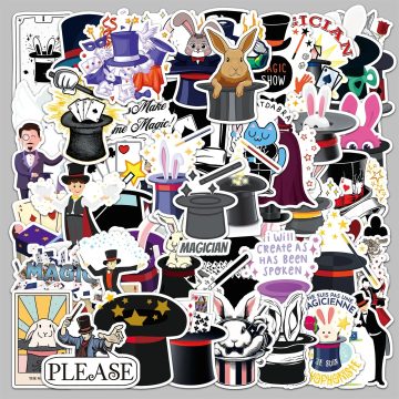 Cartoon Magician Graffiti Stickers for Helmet, Wall, DIY Decor