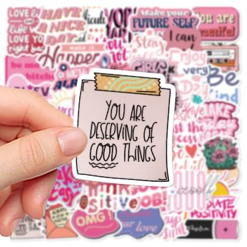 Pink Inspirational Graffiti Quote Stickers for Notebook Laptop
