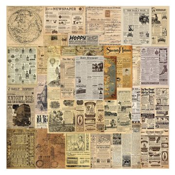 Vintage Parchment Newspaper Stickers - Retro Decals for Guitar Motorcycle
