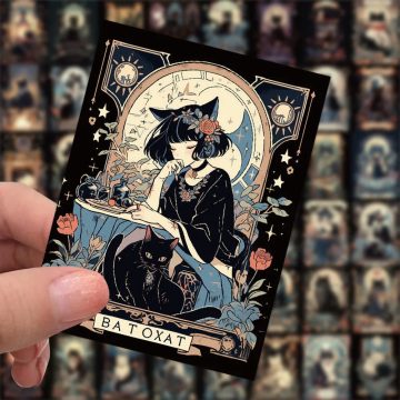 Gothic Black Cat Halloween Stickers for Bottle Car