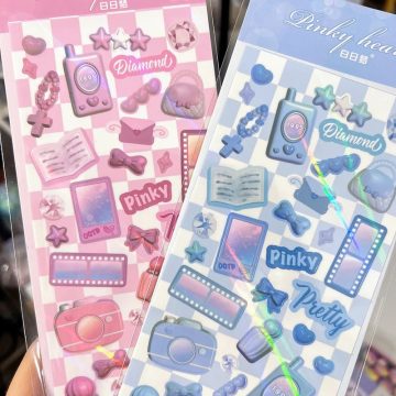 Korean Girl Cell Phone and Scrapbooking Stickers for DIY Journals