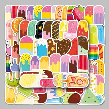 Cartoon Food Popsicle Graffiti Stickers for Helmet, Desktop, Wall Decoration, DIY