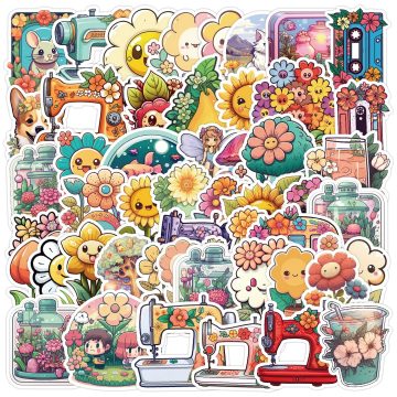 Cute Cartoon Flower Stickers for Helmet, Wall, Desktop Decoration