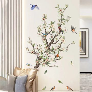 Floral and Bird Wall Murals for Living Room, Bedroom, and Kids Room