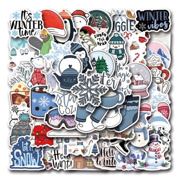 Cartoon Winter Aesthetic Stickers - Art Decals for Travel Luggage Notebook