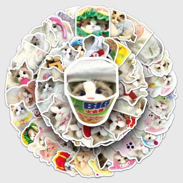 Cute Cat Cartoon Waterproof Vinyl Sticker for Skateboard and Snowboard