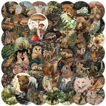Vintage Forest Animal Cartoon Stickers Guitar Snowboard Motorcycle Decor