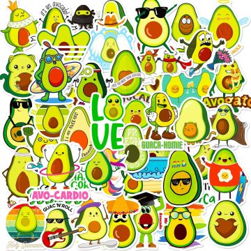 Avocado Cartoon Stickers for Wall and DIY Decoration
