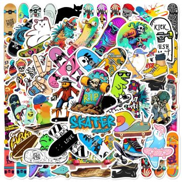 Cool Skateboard Graffiti Stickers for Laptops, Helmets, and DIY Decorations