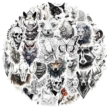 Monochrome Animal Aesthetic Stickers - Snowboard Laptop Vinyl Decoration