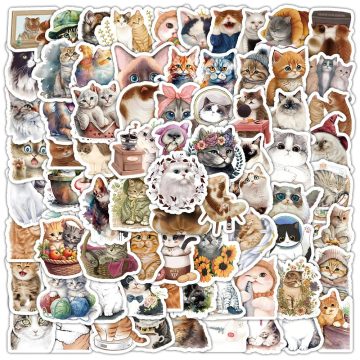 Cute Kawaii Cats Stickers - Waterproof Decoration for Skateboard, Laptop, Phone, Notebook