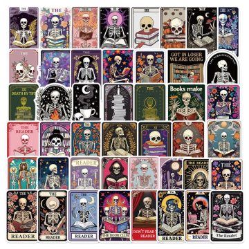 Kawaii Tarot Skeleton PVC Stickers - Aesthetic DIY for Hand Accounting
