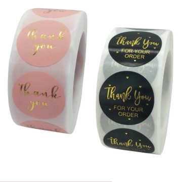 Gold Foil Thank You Stickers for Cards and Party Gifts