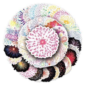 Retro Fireworks Holiday Stickers for Stationery