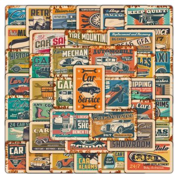 Retro Racing Car Motorcycle Stickers - Cool Waterproof Decals for Laptop Phone Luggage