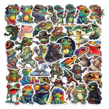 Psychedelic Frog Cartoon Stickers - Colorful Graffiti Decals