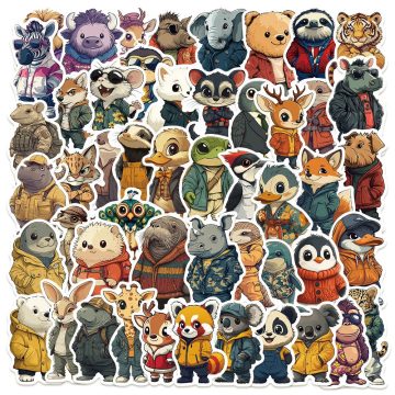 Winter Forest Animal Stickers for Kids Laptop Guitar Luggage